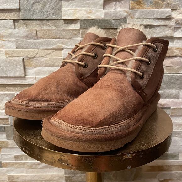Vintage UGG Men’s 9 / Women’s 11 Shearling Chukka Boots | Distressed Chestnut - Picture 2 of 12